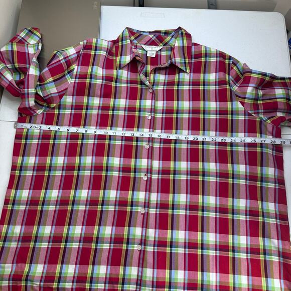 Allison Daley Plaid 3/4‎ Sleeve Button Up Shirt Women's 24W Multicolor Casual - Picture 6 of 8